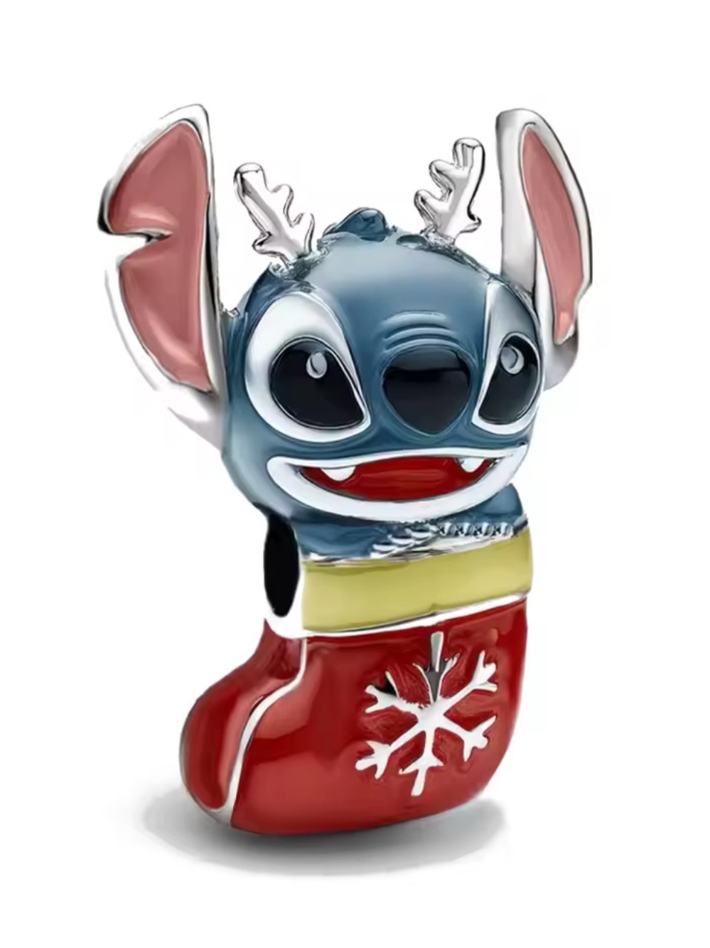 Disney Stitch Holiday Stocking Charm Bracelet Bead - Blue, Red & Pink